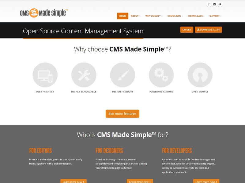 CMS simplificado Best CMS Made Simple