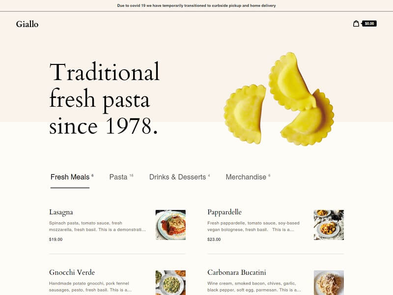 Giallo Express theme