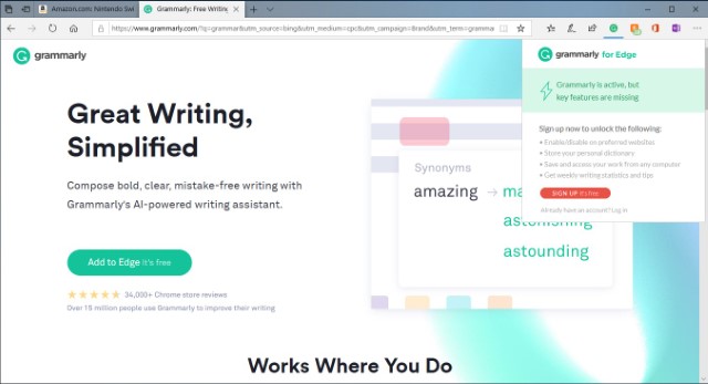 语法 Grammarly Best Microsoft Edge Browser Extensions