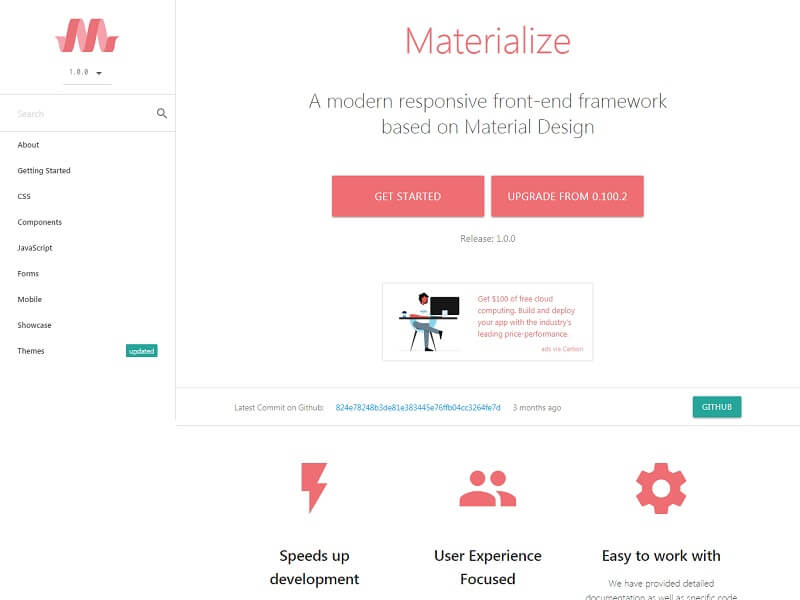 Matérialiser le CSS Materialize CSS Free HTML CSS Frameworks