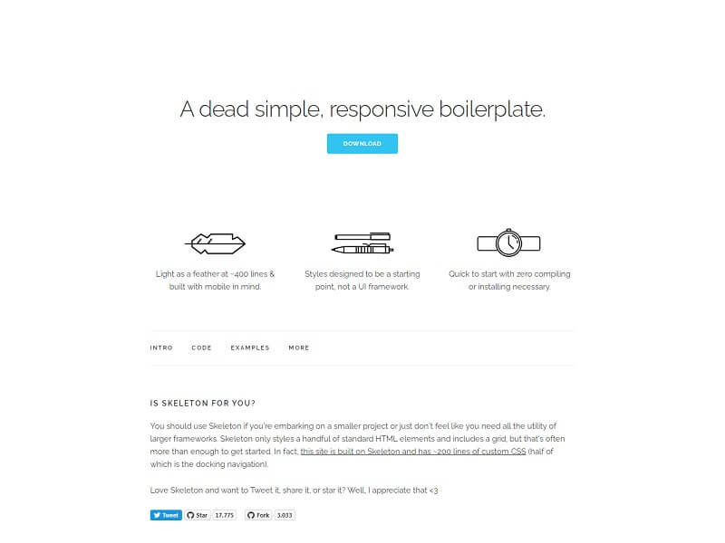 Squelette Skeleton Free HTML CSS Frameworks