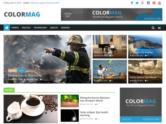 彩色杂志 ColorMag Free Magazine WordPress Themes