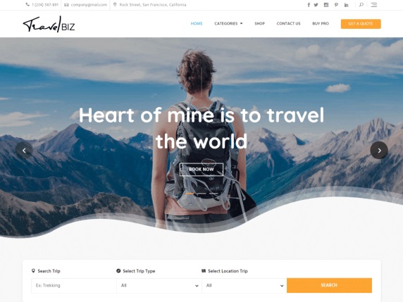 Travelbiz free travel blog Theme
