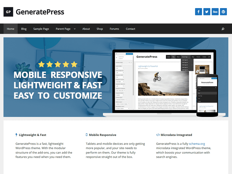 生成壓力 generatepress Fast Loading WordPress Theme