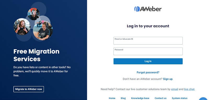 Cont pe Aweber Aweber Account