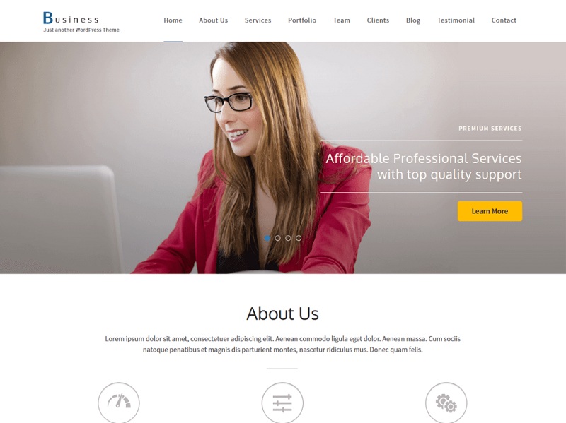 موضوع Business One Page لـ WordPress