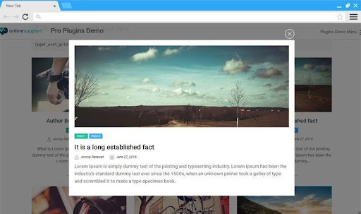 Widok wyskakującego okna modalnego ze szczegółowym wpisem The Modal Popup View with Detailed Post
