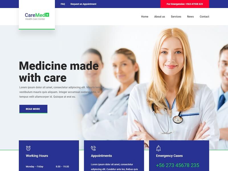 CareMed CareMed Free Medical Website Template
