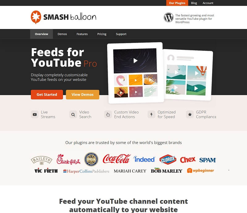 Smash Balloon YouTube feeds pro plugin