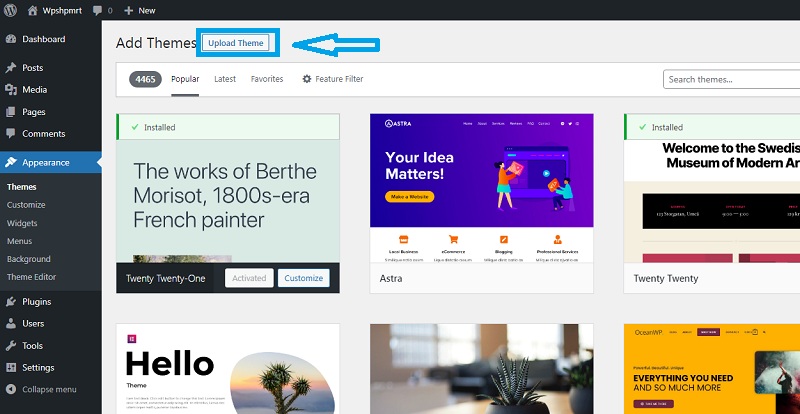 Upload Theme