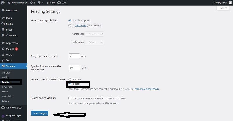 Show article excerpt in RSS feed