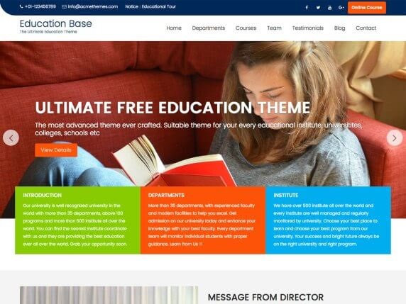 Education Base Free Education WordPress Themes