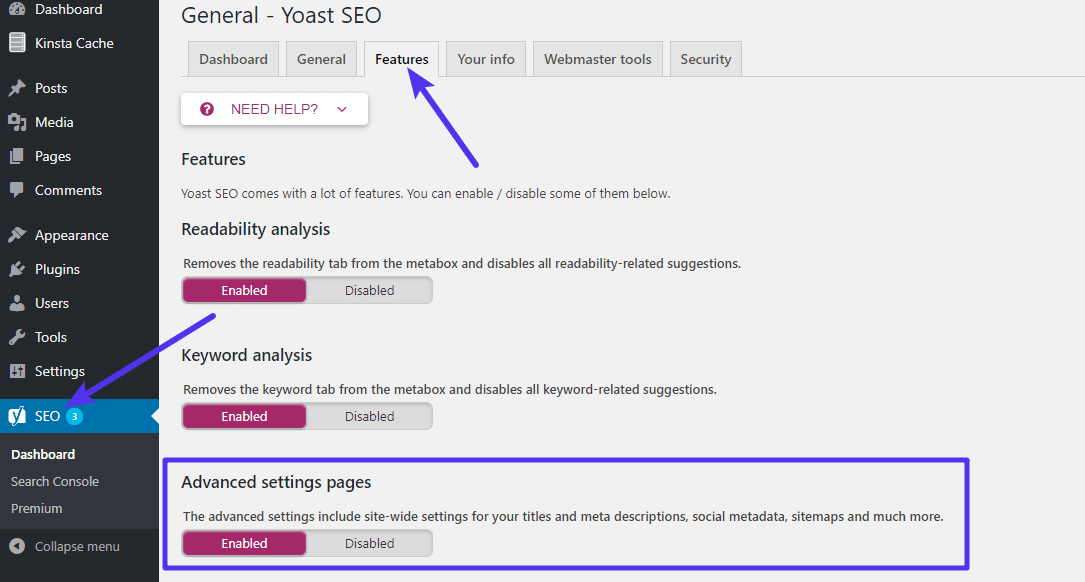 고급 Yoast XML Sitemap 제어를 활성화하는 방법