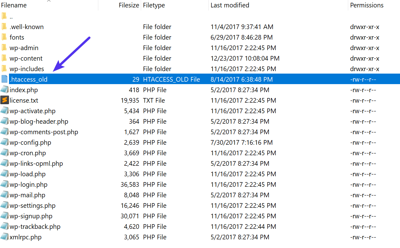 Ganti nama file .htaccess