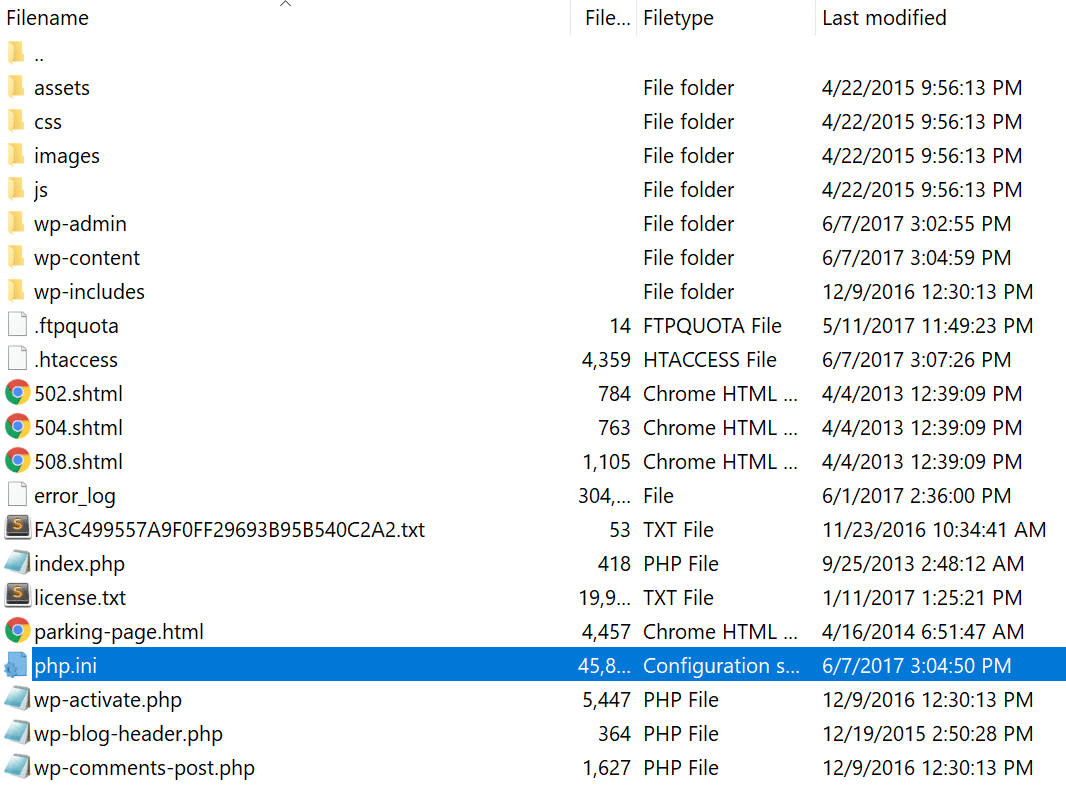 file php.ini php.ini file