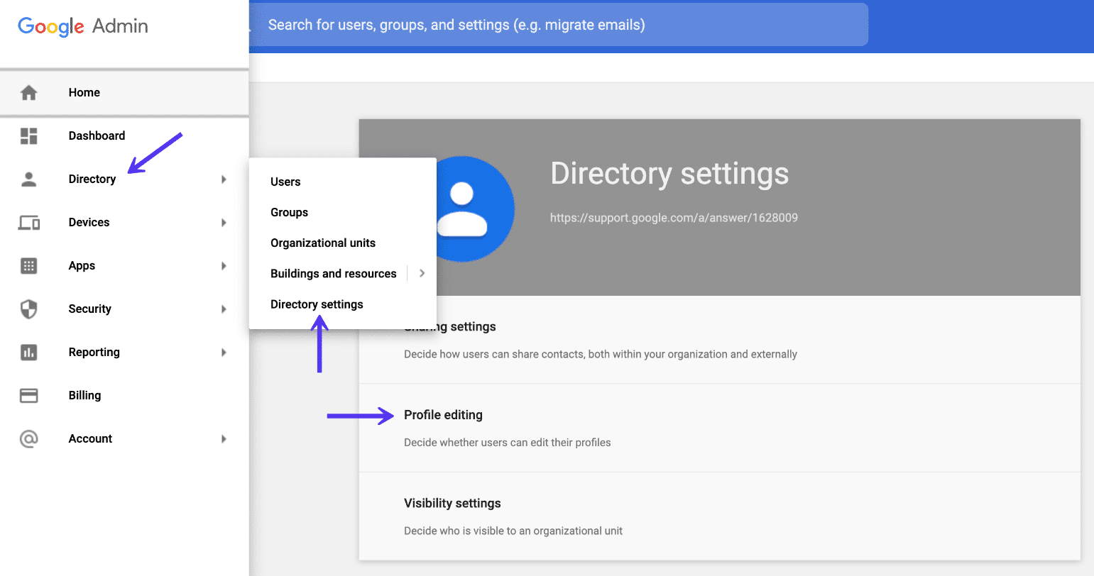 Google Workspace 디렉터리 프로필 수정 권한