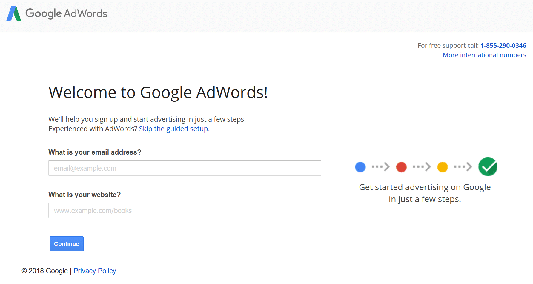 ลงชื่อสมัครใช้ Google AdWords