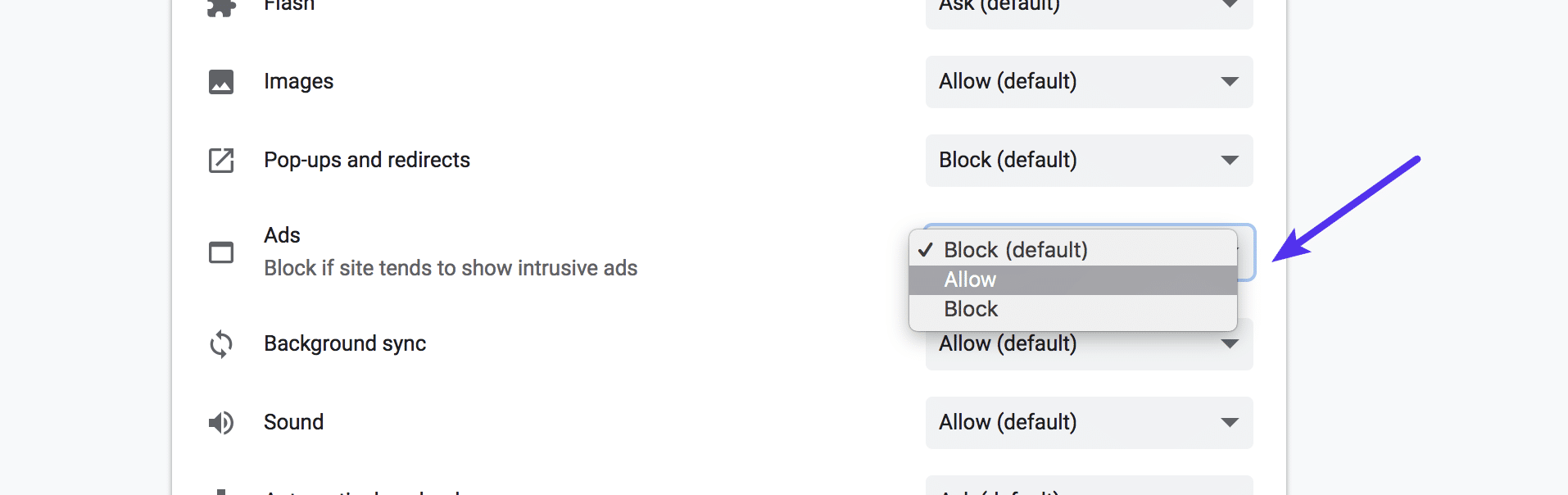 อนุญาต Chrome Ad Blocker