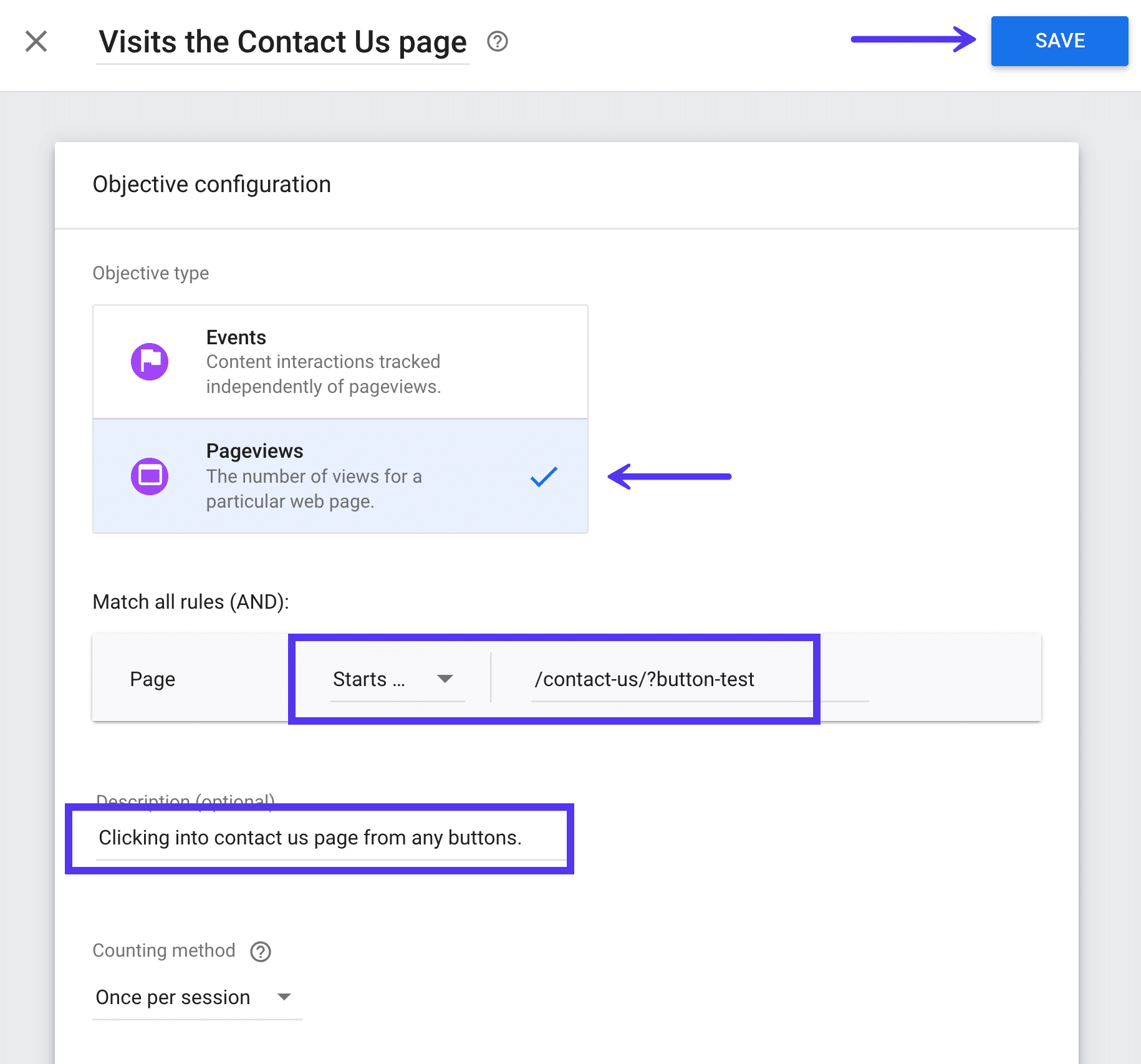 Tujuan khusus di Google Optimize