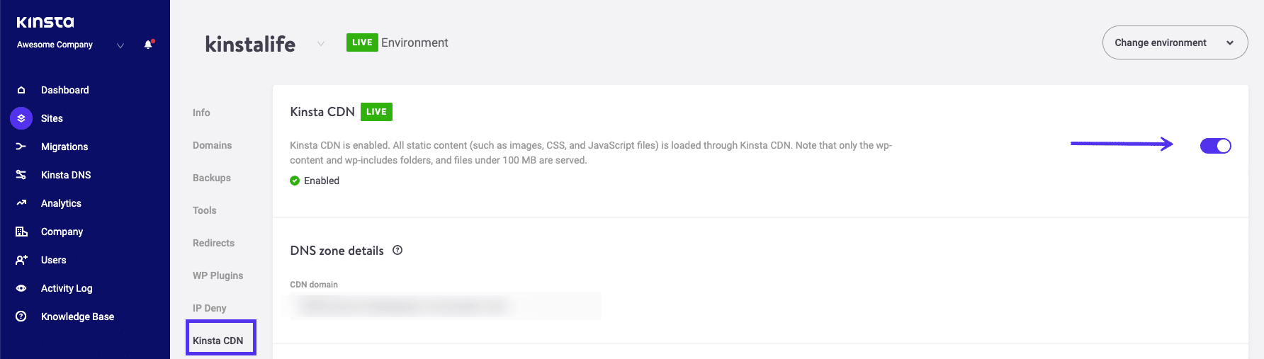 KinstaのCDNを無効にする