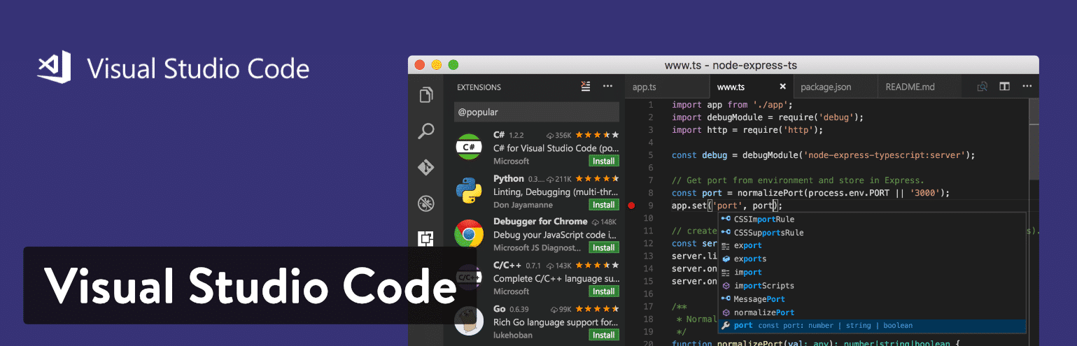 Editor di testo di codice di Visual Studio
