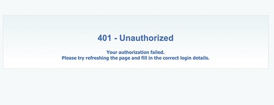 Error no autorizado
