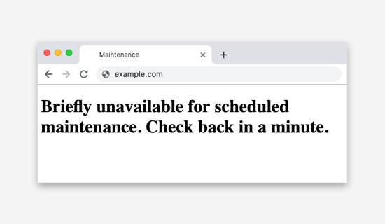 Error "No disponible brevemente para mantenimiento programado"