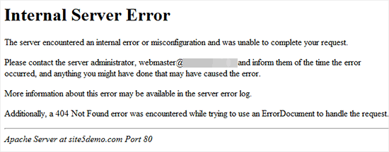 error de servidor interno