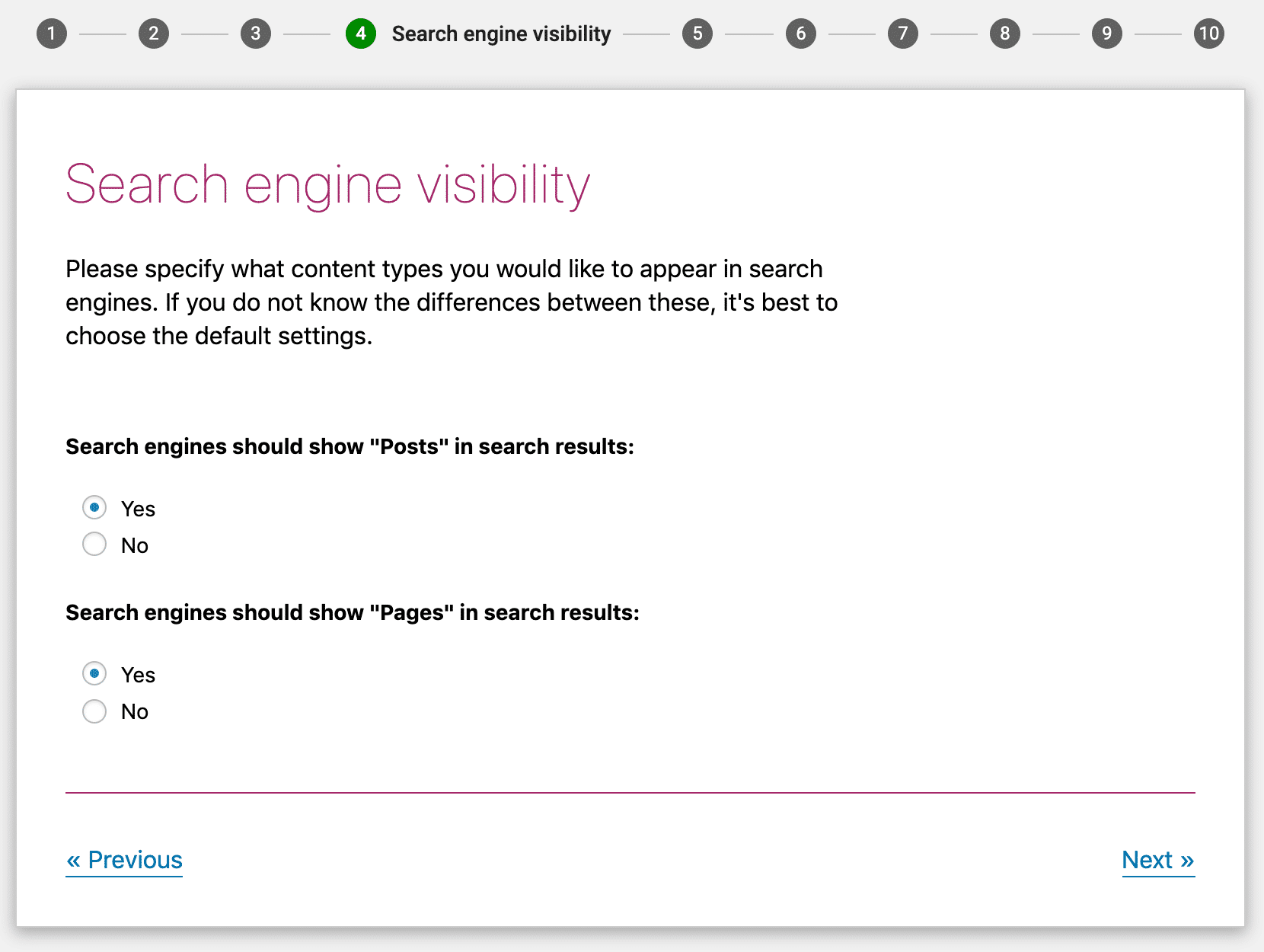 Yoast SEO 검색 엔진 가시성