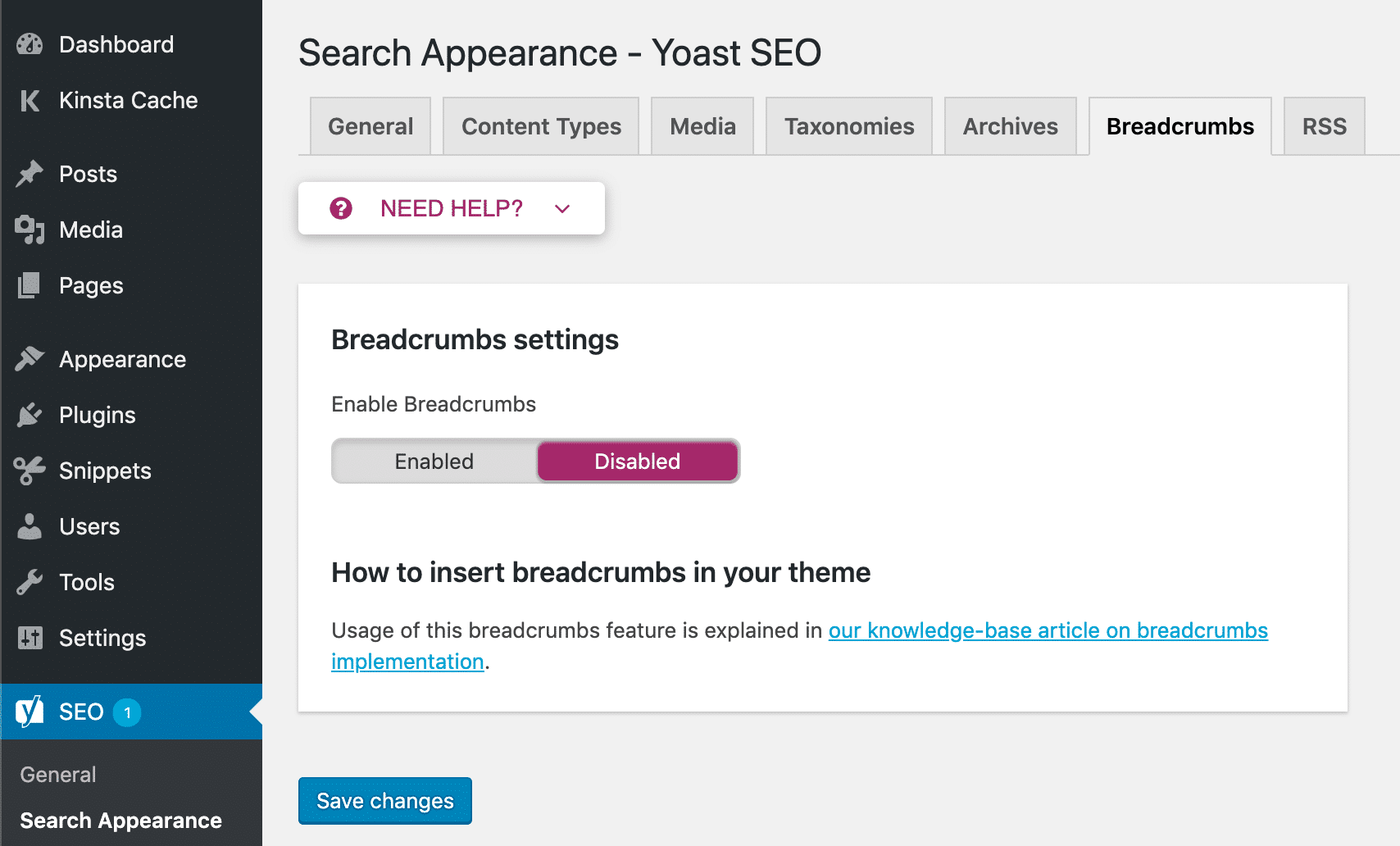 Yoast SEO 이동 경로