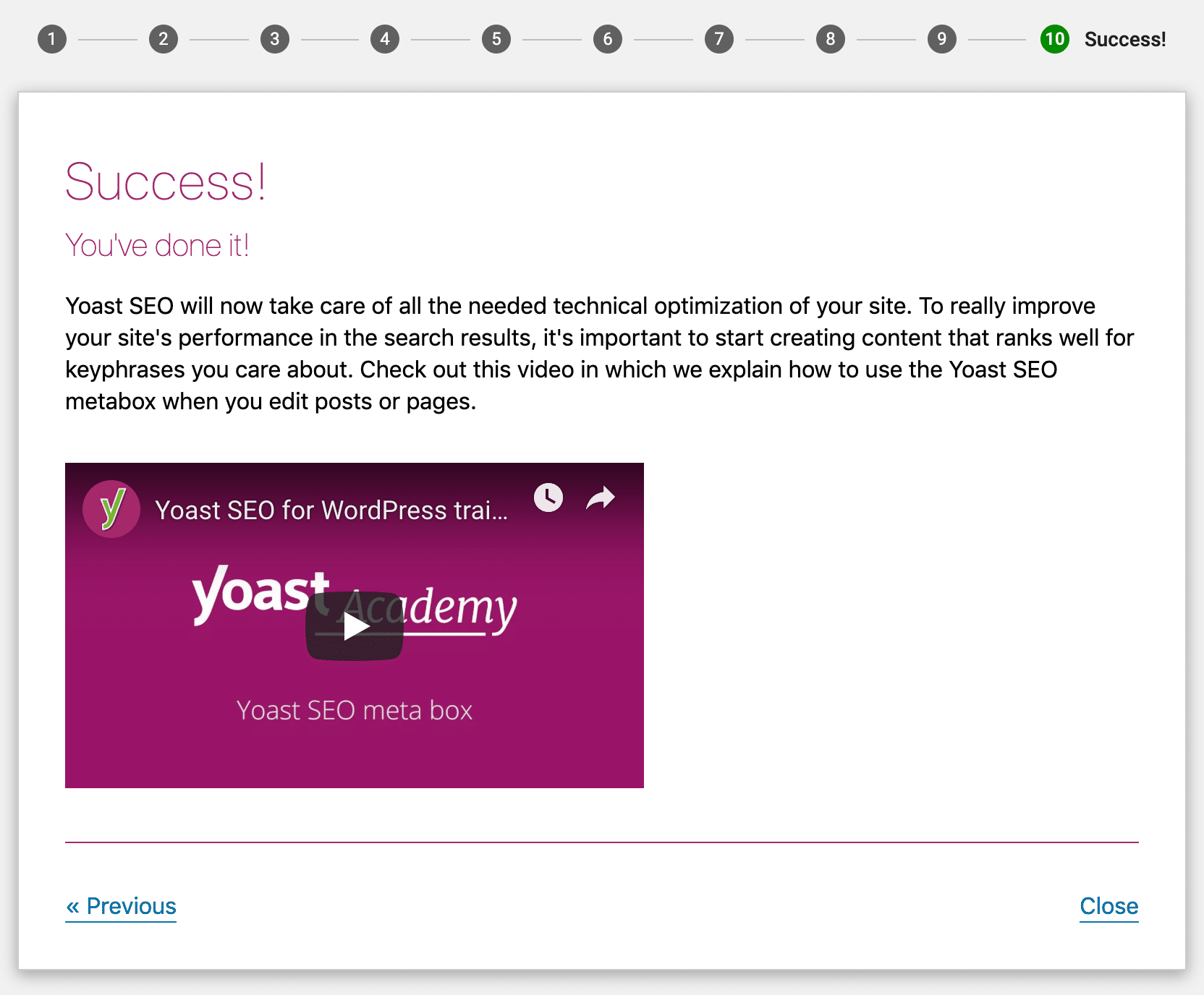 Yoast SEO 성공