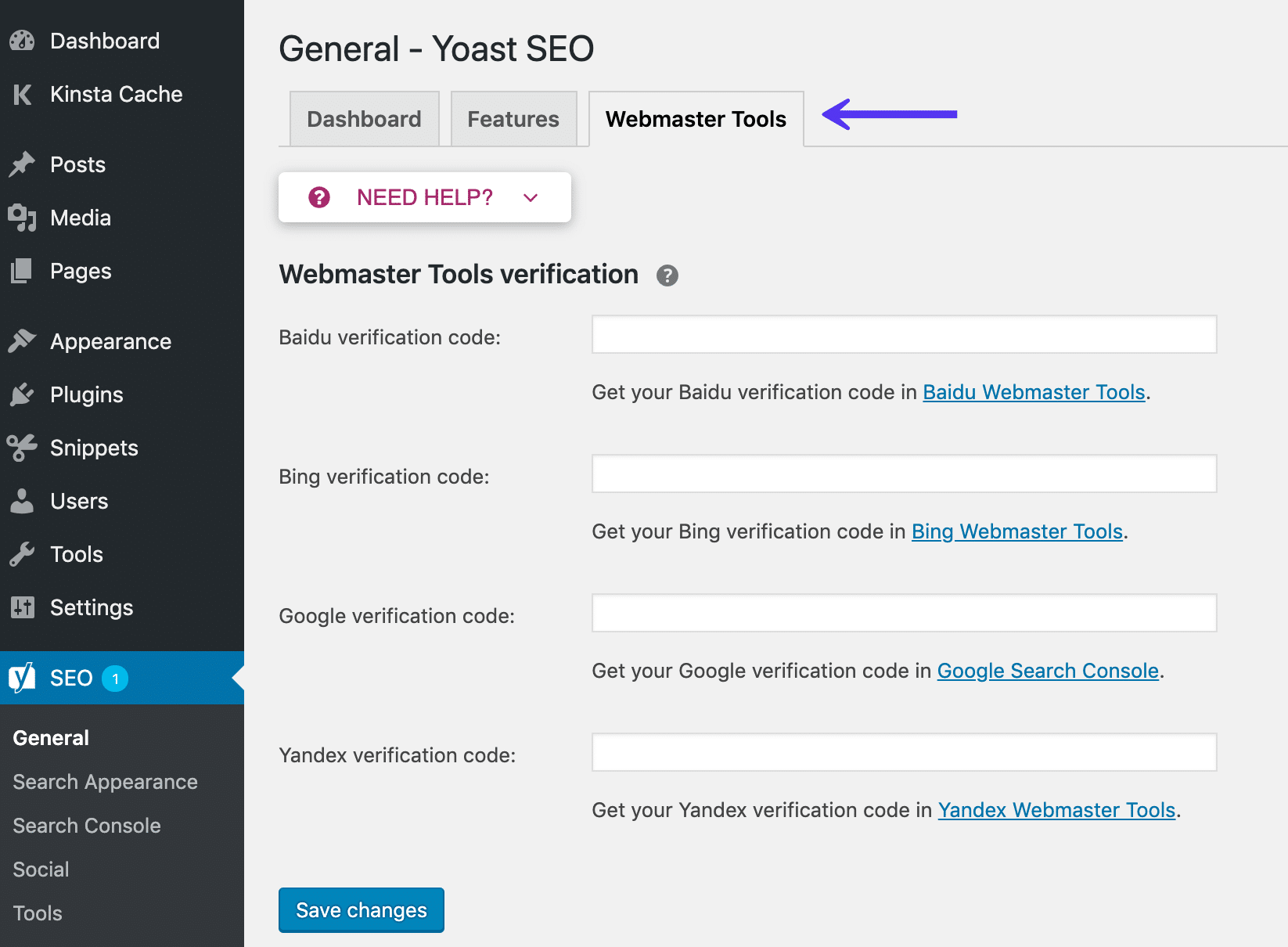 Инструменты Yoast SEO для веб-мастеров