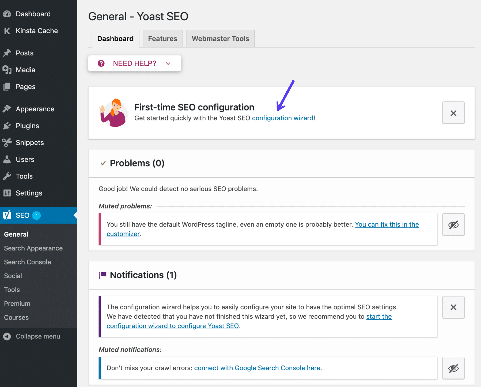 Yoast SEO 구성 마법사