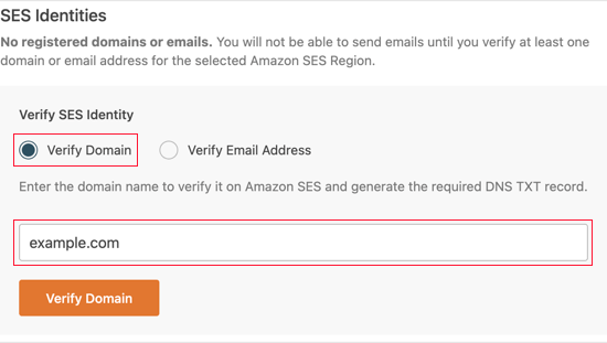 Verifica il tuo nome di dominio su Amazon SES