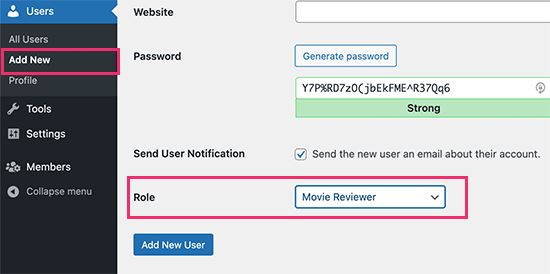 User with custom role