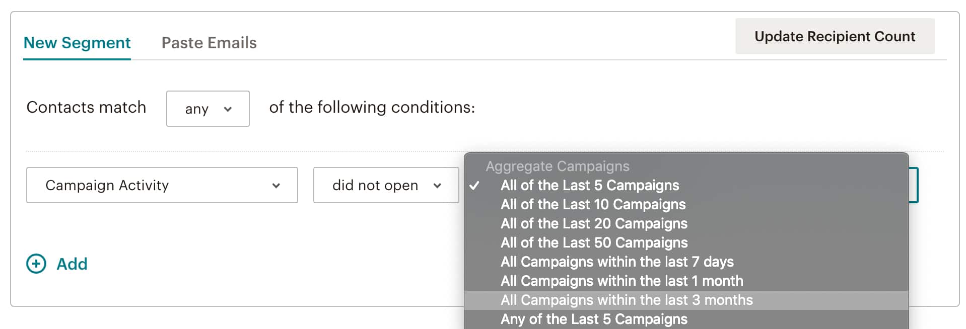 Segmen Mailchimp "Tidak Terbuka"