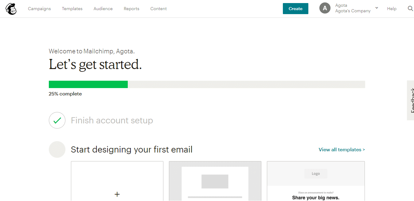 Rancang email pertama di Mailchimp