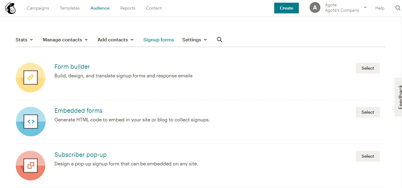 Pembuat formulir Mailchimp