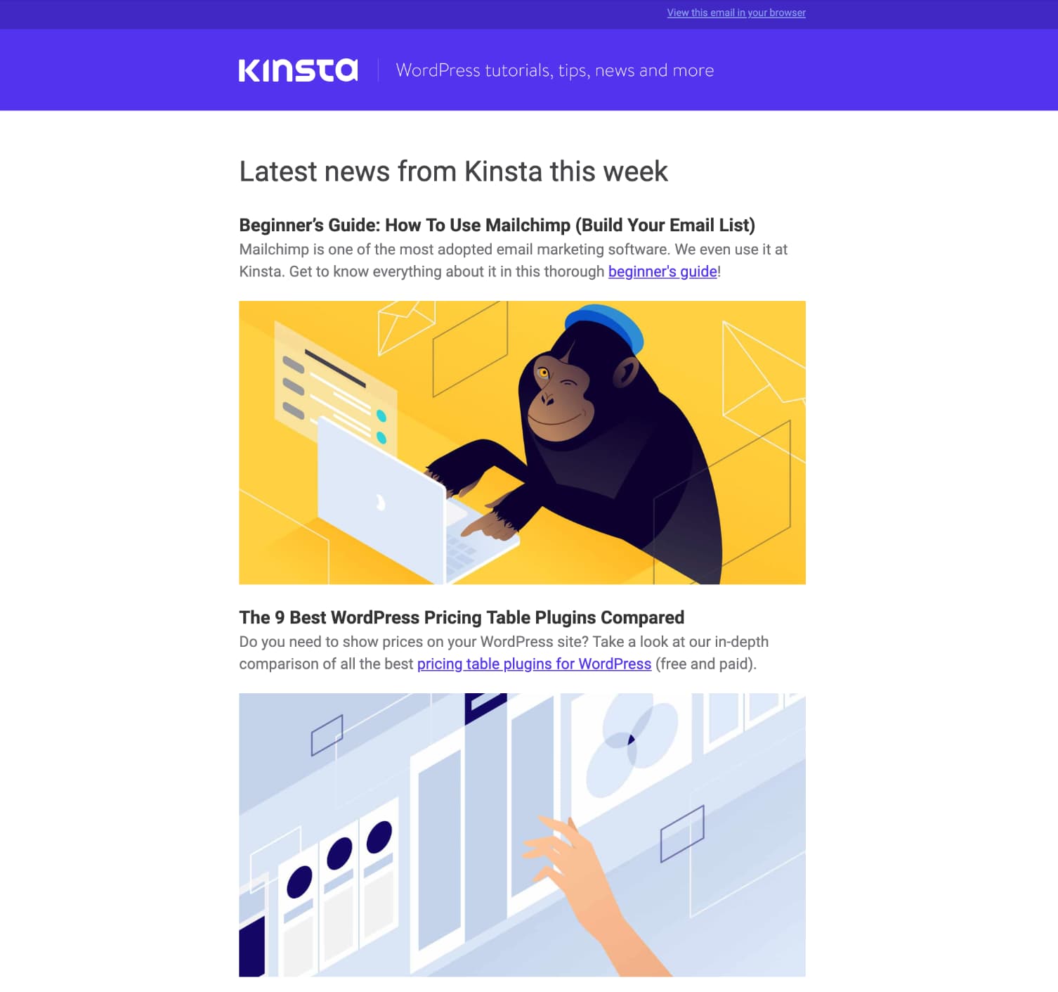 Templat buletin Kinsta