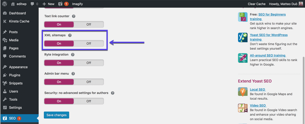 Mapas de sitio XML en el complemento Yoast