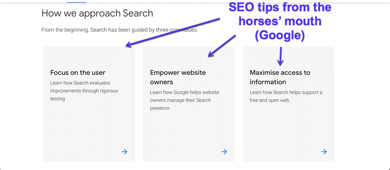 Consejos de SEO de Google
