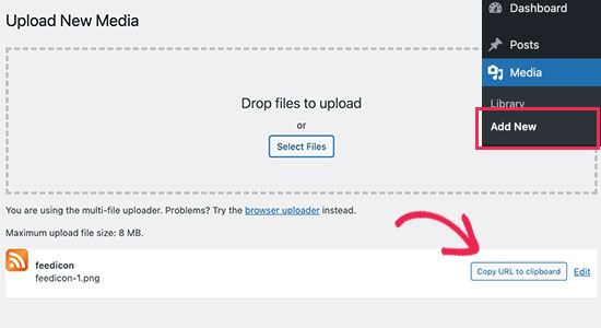 Copy feed image URL