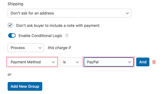 Schalten Sie die Option Bedingte Logik aktivieren um