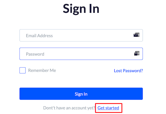 Click get started link