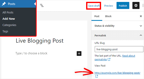 add new live blogging blog post