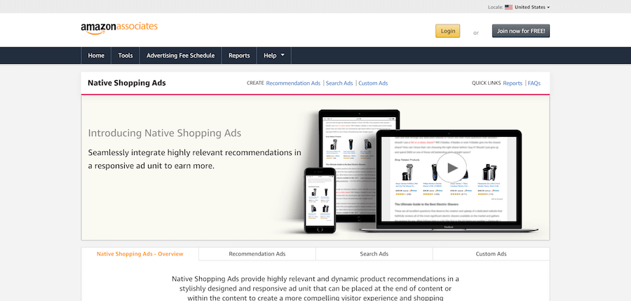 Annonces d'achat natives d'Amazon