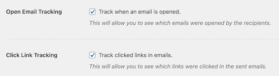 Enable email opens and click tracking