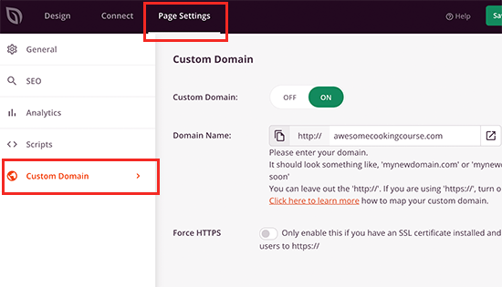 Set custom domain name