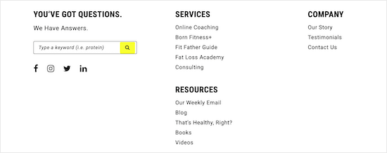 Born Fitness footer