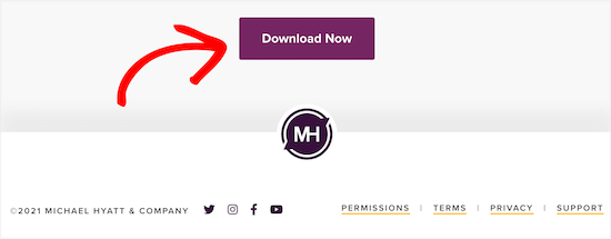 Call to action button footer example
